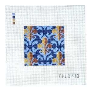 FDLB413 Fleur De Lis Blue 4" Square 13
