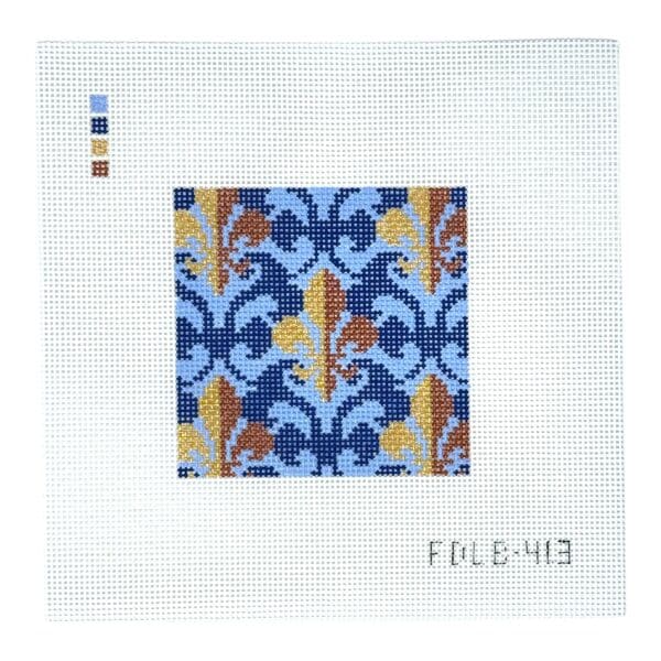 FDLB413 Fleur De Lis Blue 4" Square 13