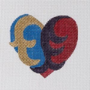 Blue Red Heart Mini-3 3/4” x  3 1/2"-13 Mesh