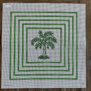 Green Palm in Squares-18" Square-12 Mesh