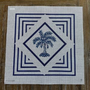 Blue Palm in Diamond and Squares-18" square-12 Mesh