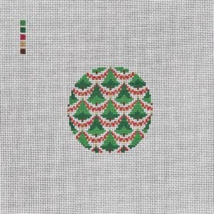 Bargello Christmas Tree Ornament- 2 3/4" Round- 18 Mesh