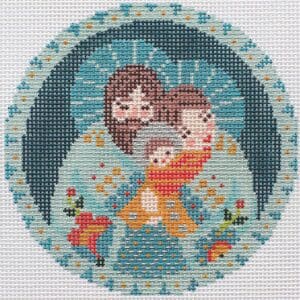 The Holy Family in Acqua - 4" Round- 18 Mesh