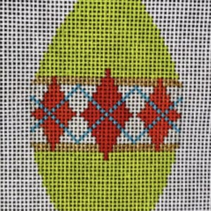 MCM Ornament - Green Argyle Teardrop-18 Mesh