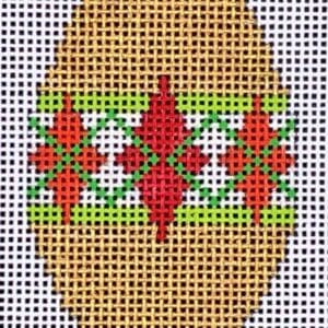 MCM Ornament - Gold Argyle Teardrop Mini-18 Mesh