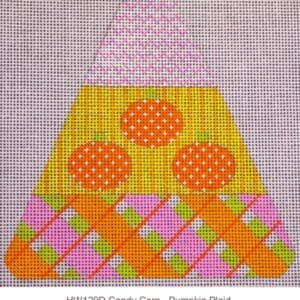 Candy Corn Pumpkin Plaid-18 Mesh