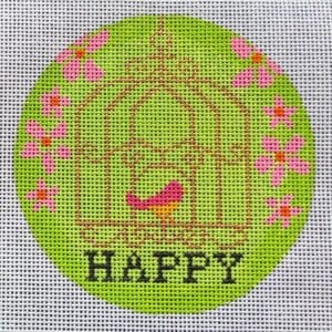 "Happy" Birdcage Ornament-18 Mesh