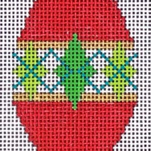 MCM Ornament - Red Argyle Teardrop Mini-18 Mesh