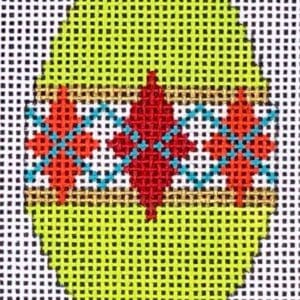 MCM Ornament - Green Argyle Teardrop Mini-18 Mesh