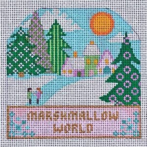 It's a Marshmallow World Snowdome Orn. - 3 Houses-18 Mesh