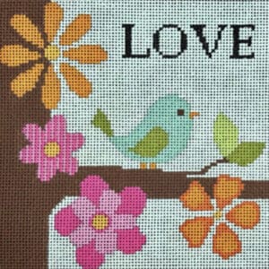 "Love" Birds on Branch-18 Mesh