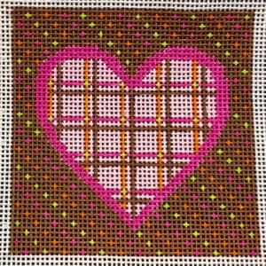 Pink Plaid Heart Ornament-18 Mesh
