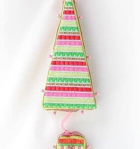 Tickled Pink Series - Red & Green Stripe Topiary-18 Mesh
