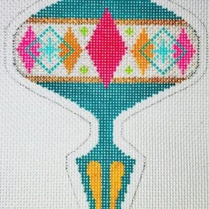 Brilliant Baubles Orn. - Teal Argyle Spike-18 Mesh