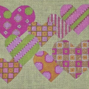 Pattern Hearts - Pink & Green-18 Mesh