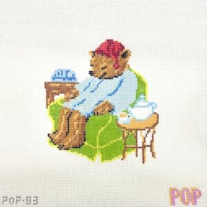 Sleepy Tea Bear-4" x 4.25"-18 Mesh