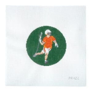 Lacrosse Player-4 1/4" Round-18 Mesh