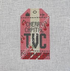 Traverse City (TVC) Retro Travel Tag-3" x 5"- 18 Mesh