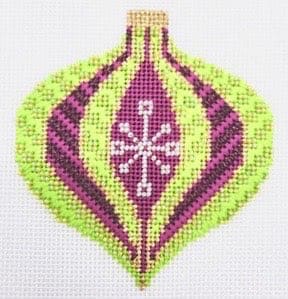 MCM Ornament - Pink/Green Onion w/ Snowflake-18 Mesh